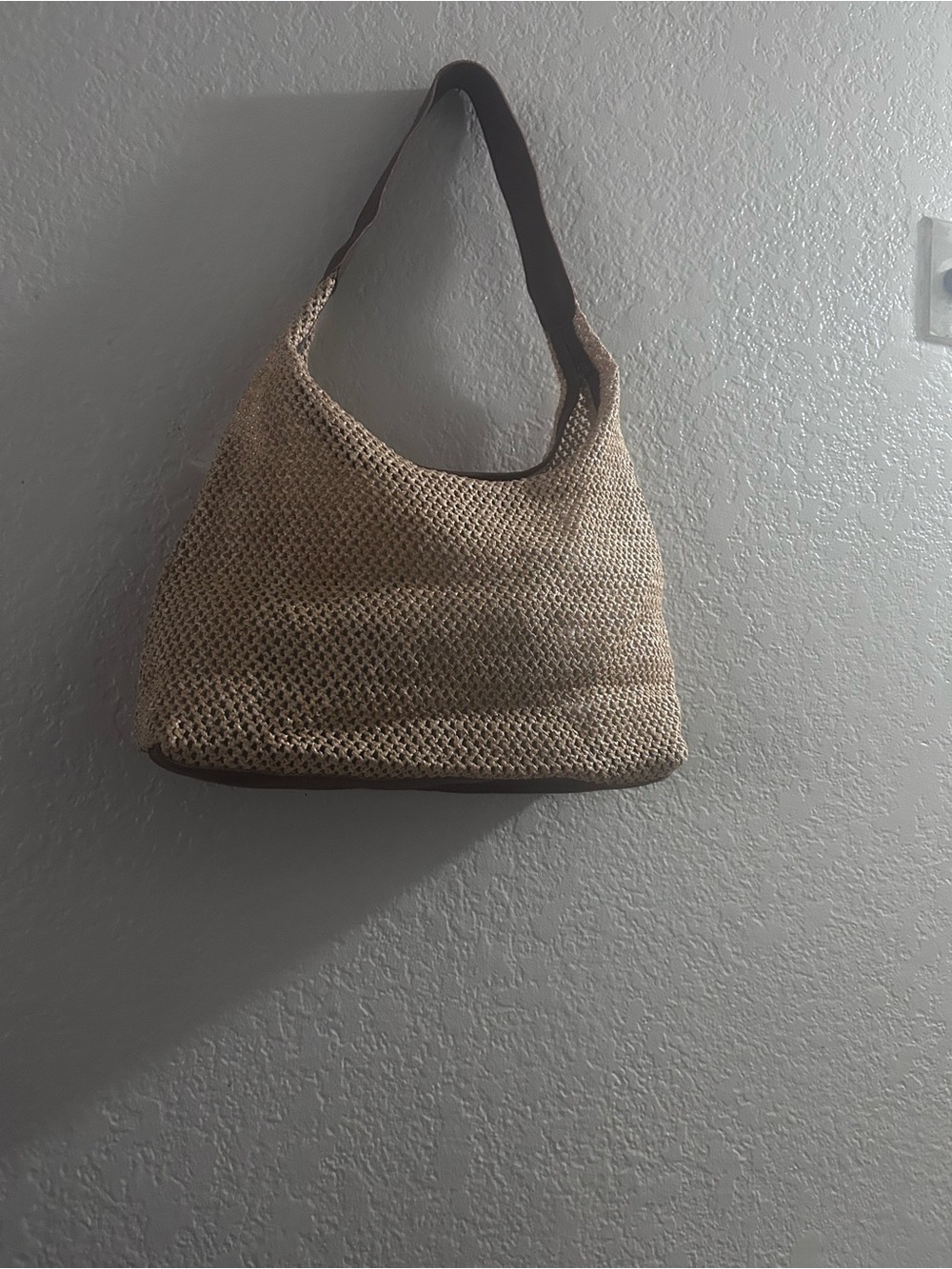 Woven Straw Hobo Bag - Natural